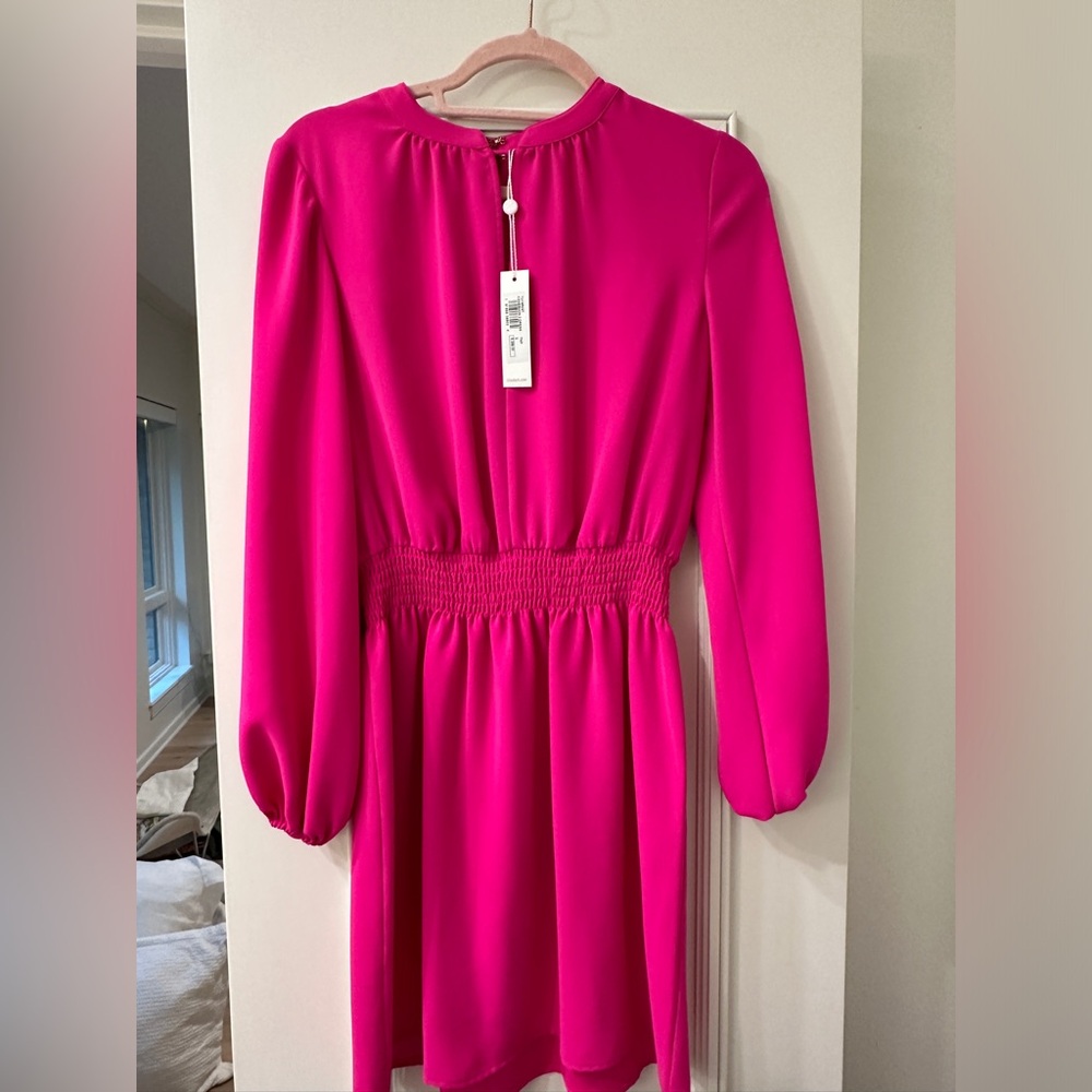 Trina Turk fucia pink long sleeve and short dress